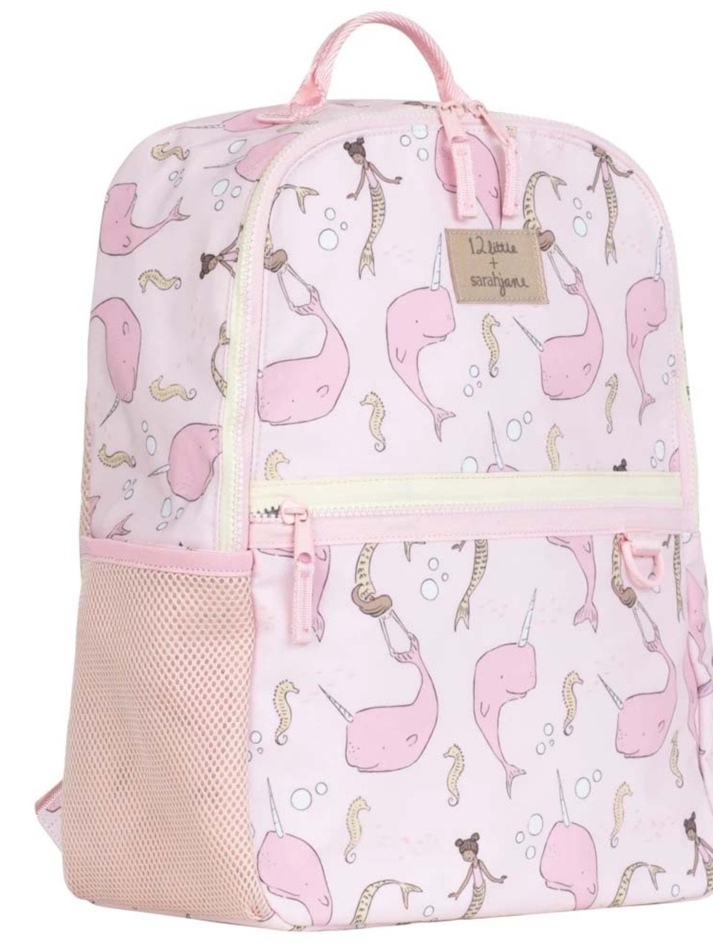 12Little by Sarah Jane Pink Narwhal Kids Backpack.